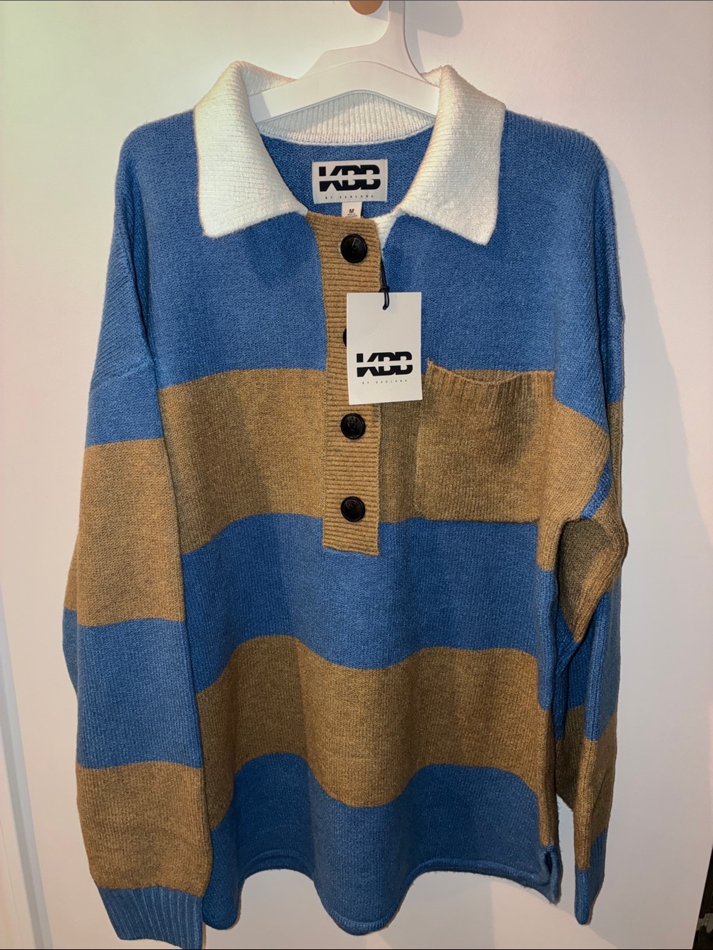 KBB Oversized Collared Stripe Knit Sweater •Medium•